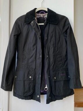 Barbour Liberty Beadnell Waxed Jacket With Fleece Liner Black Womens US 4